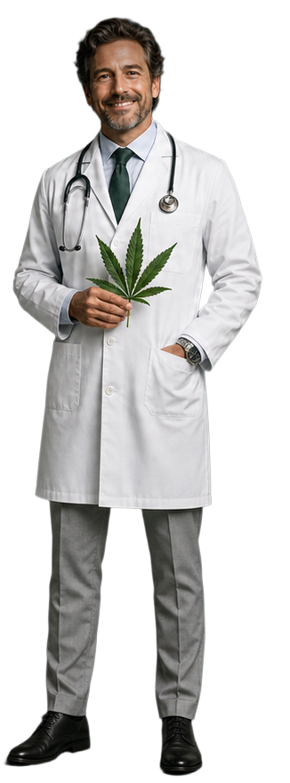 Doctor with a cannabis leaf